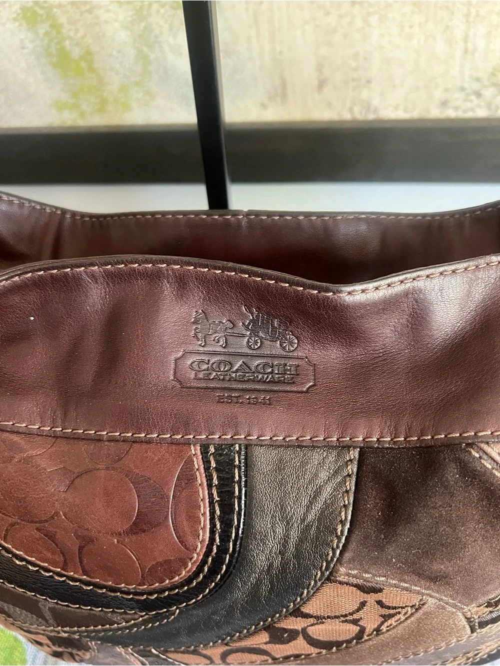 Coach Zoe Patchwork Brown Metallic Hobo Bag